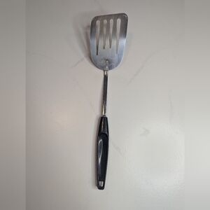 Foley Vintage Slotted Spatula Chrome Plated Angled Black Handle USA 13” Flipper